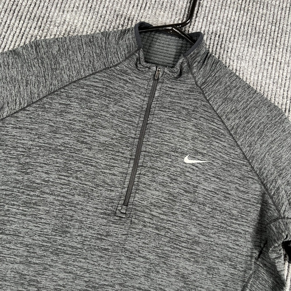 Nike‎ Pullover Sweatshirt Womens Large Black Long Sleeve Grid Fleece 1/4 Zip